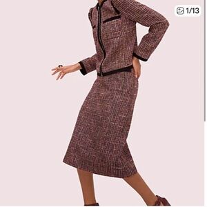 Kate Spade Puff Sleeve Tweed Jacket and Skirt Size 8 Set NWOT